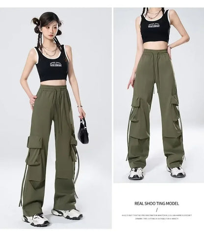 High-Waisted Cargo Pants Sweatpants Umbrella Design For Women