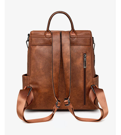 Backpack for Women Large Womens Backpack Leather Purse Designer Ladies Shoulder Bags with Tassel Two-toned Brown