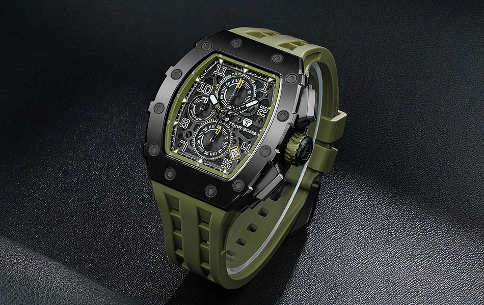Luxury Brand Tonneau Design Waterproof Clock Stainless Steel Wristwatch Rectangle