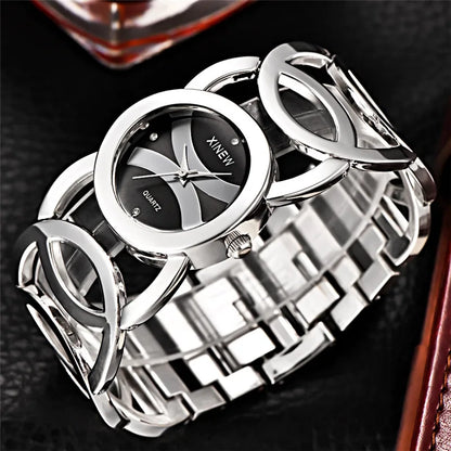 Ladies Casual Golden Luxury Quartz Bracelets Watch