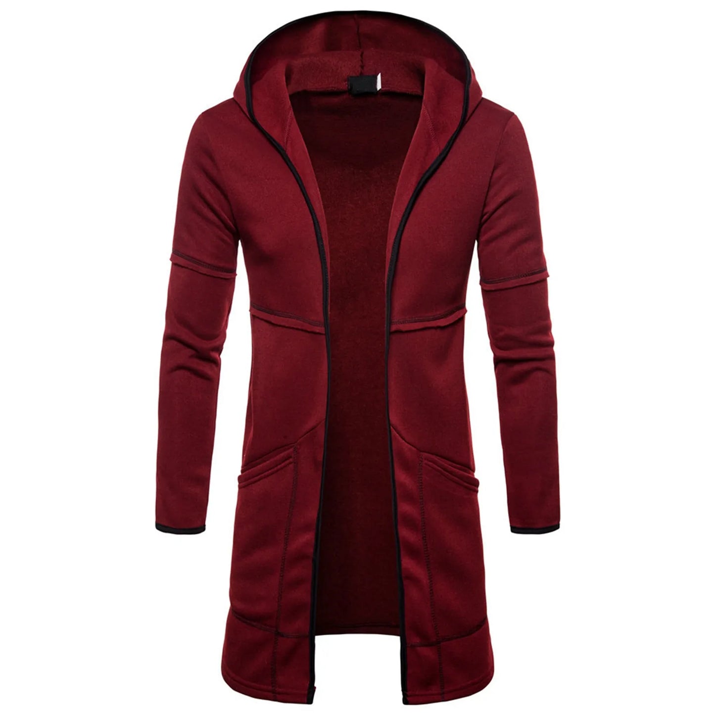 Men Women Overcoats Solid Color Loose Long Sleeve Hooded Long Cardigan