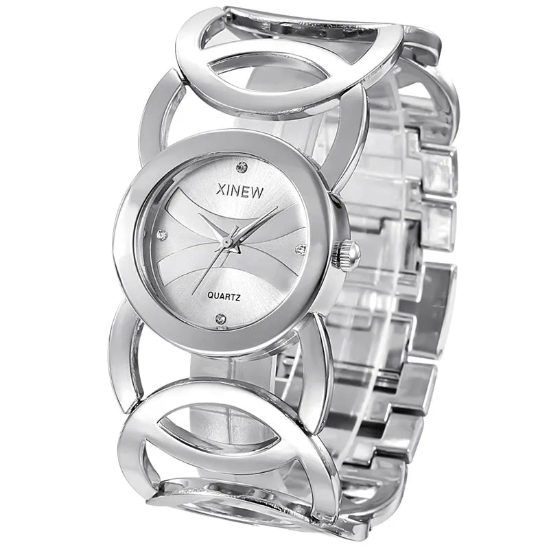 Ladies Casual Golden Luxury Quartz Bracelets Watch