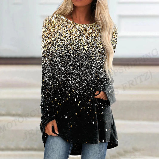Womens Long Sleeve T-shirts Loose Casual Tops Tees O-Neck Oversized