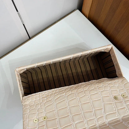 Black Crocodile Pattern Crossbody Bag Fashion Box Lipstick Pouch Designer Pu Leather