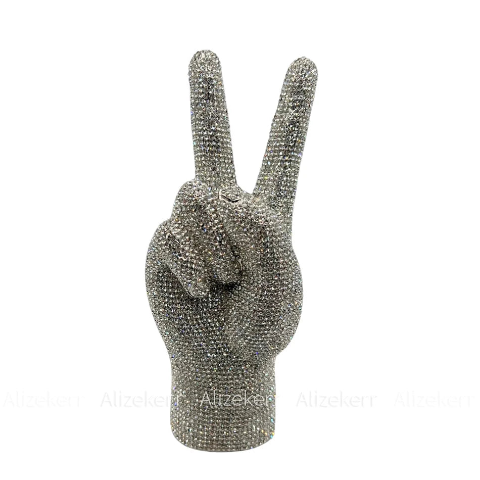 Victory Hand Shaped Diamond Evening Luxury Designer Unique Stylish Rhinestone Purse