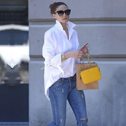 Solid Color Blouse Original Loose Letter Printed Daily Casual Shirts Top For Women