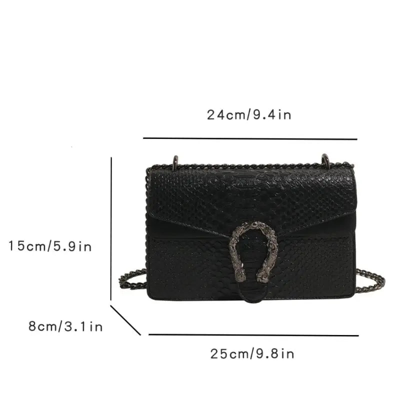 Chain Shoulder Bag for Women Snake Pattern Crossbody Small Square Bag