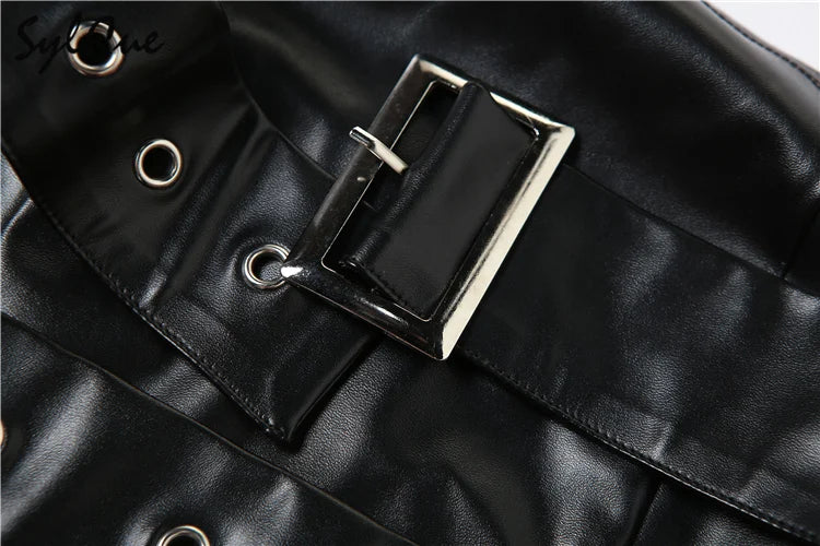 Retro Matte Black Mysterious All-Match Personality Fashionable Belt Chest Wrap Vest