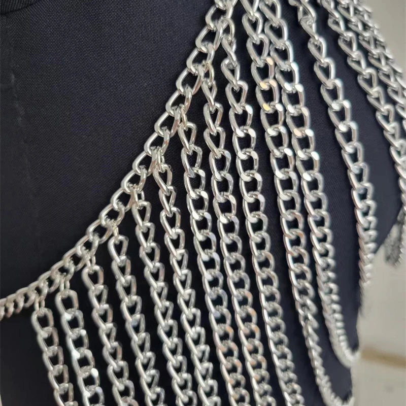 Chest Accessories Tassel Bra Jewelry Metal Multi-Layer Body Chain Bodycon Crop Top Silver-45CM / One Size / CHINA Gold-45CM / One Size / CHINA Silver-45CM / One Size / CHINA-Gold-45CM / One Size / CHINA-