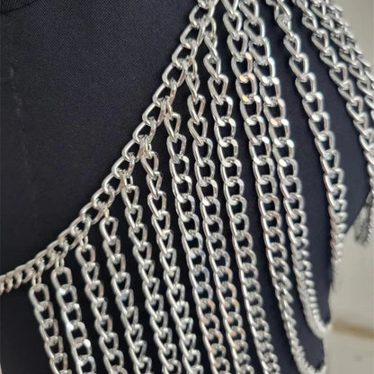 Chest Accessories Tassel Bra Jewelry Metal Multi-Layer Body Chain Bodycon Crop Top Silver-45CM / One Size / CHINA Gold-45CM / One Size / CHINA Silver-45CM / One Size / CHINA-Gold-45CM / One Size / CHINA-