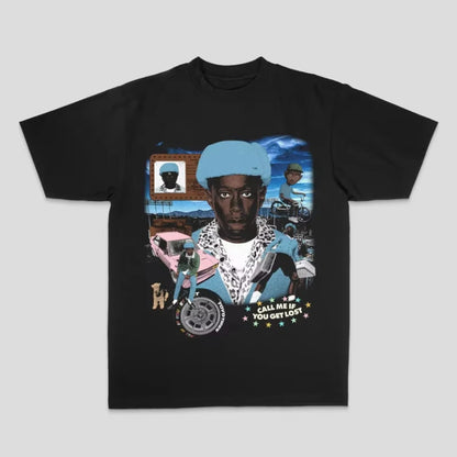 European and American Tyler The Cleator Creator Taylor Rap Hip Hop Top High Street Sporty Casual Men's T-shirt Couple Style Y2k