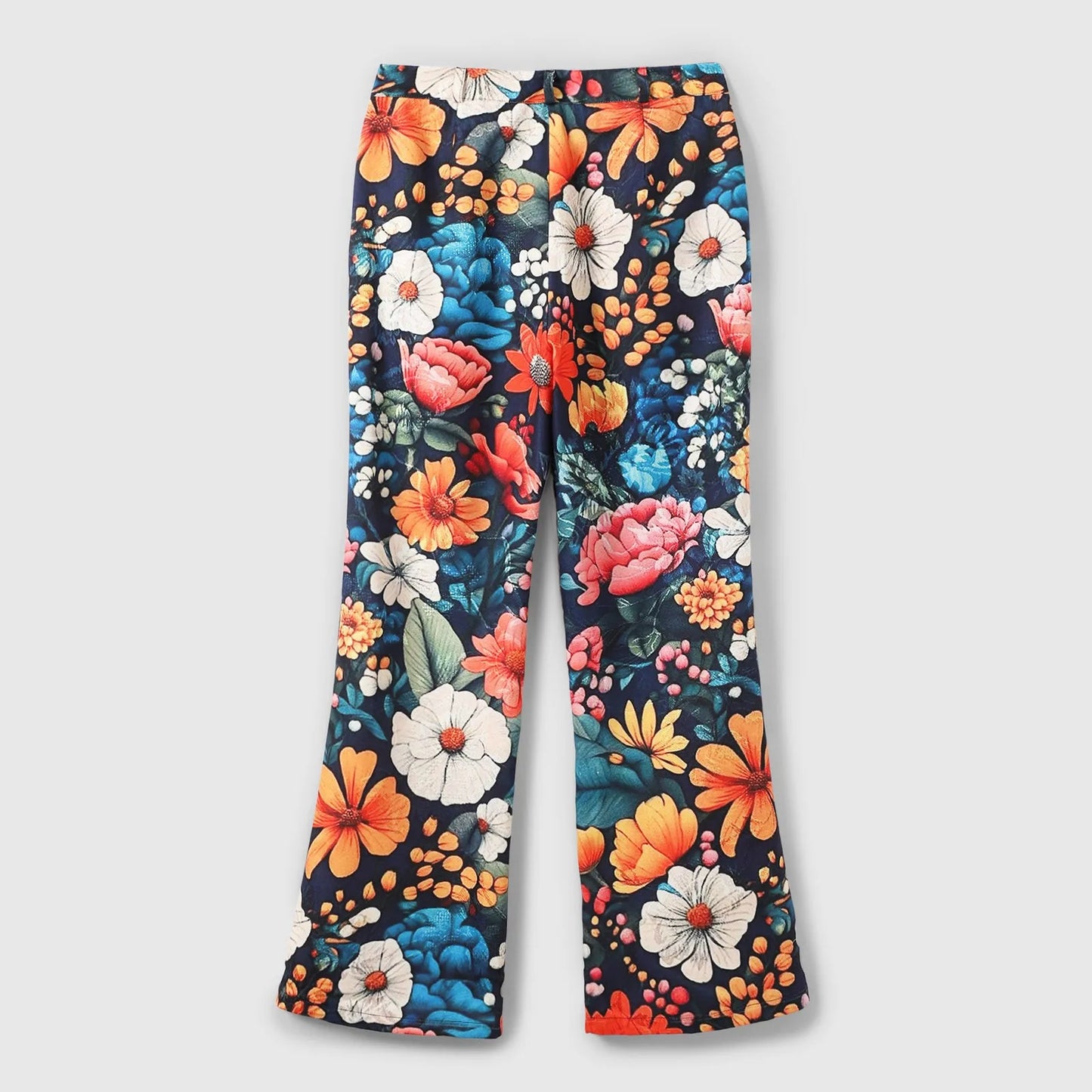 Wide Leg Jeans High Waisted Casual Floral Printed Trousers