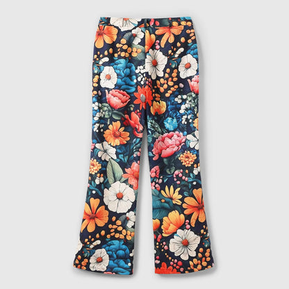 Wide Leg Jeans High Waisted Casual Floral Printed Trousers