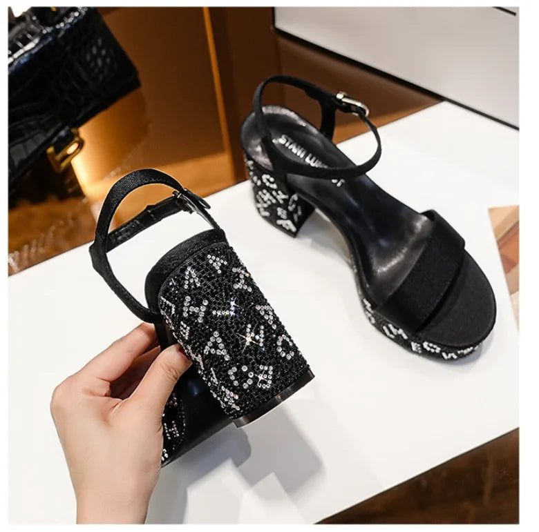 Women Sequin High-heeled Shoes Rhinestone Pumps Ladies Bling Party Shoes High-grade