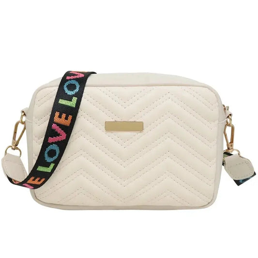 Embroidered Camera Bag PU Material Casual Small Square Bag Versatile Shoulder Strap