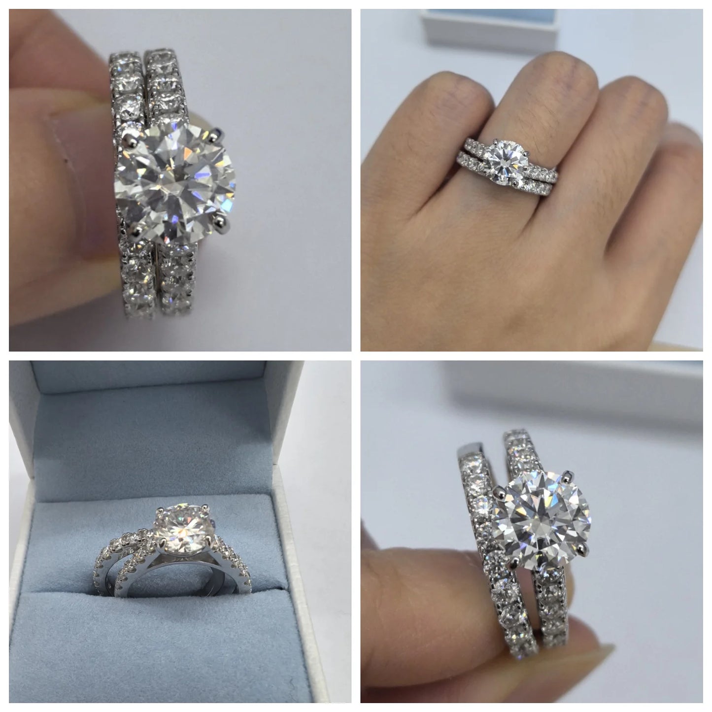 Newshe Certified 2Ct Moissanite Wedding Ring Set for Women 925 Sterling Sliver Brilliant Round Cut Luxury Engagement Rings