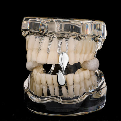 1PCS Hip Hop Single Teeth Grillz For Men Women Gold Silver Color Copper Grillz
