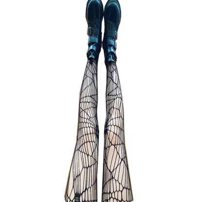 Goth Fishnet Pantyhose Spider Web Patterned Hollow Out Mesh Tights