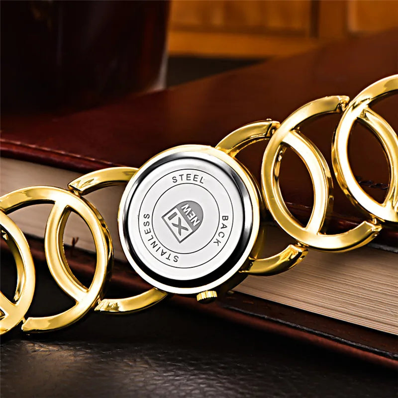 Ladies Casual Golden Luxury Quartz Bracelets Watch