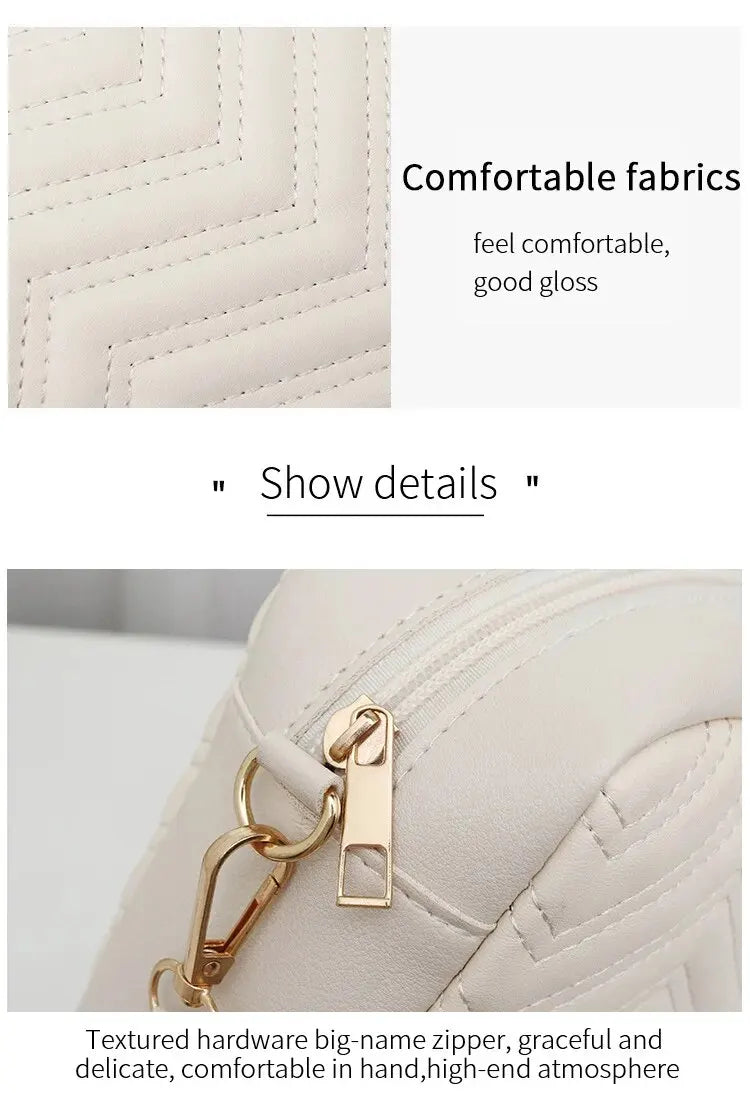 Embroidered Camera Bag PU Material Casual Small Square Bag Versatile Shoulder Strap