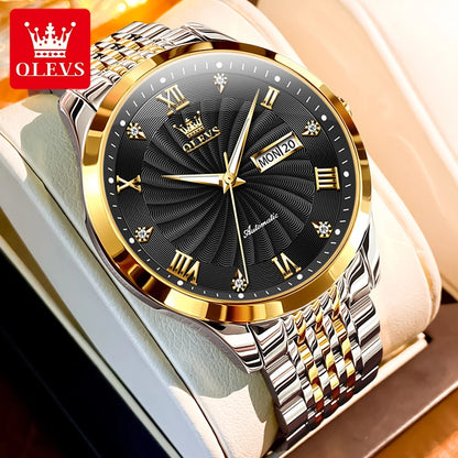 Automatic Mechanical Men Watch Threaded Dial Waterproof Stainless Steel Strap Classic Men's Watches Luxury