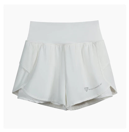 DRUR Yoga Short Woman Jogging Fitness Elastic Waist 2 In 1 Workout Shorts With Pockets