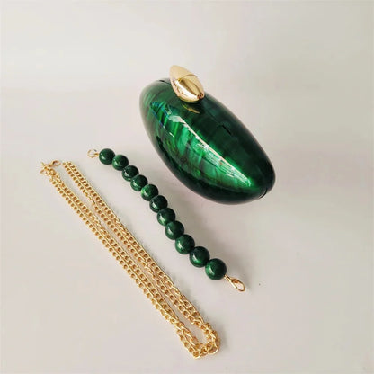 Shell Brand Pearl Brown Marble Acrylic Box Clutches Evening Bag Bridal Handbag