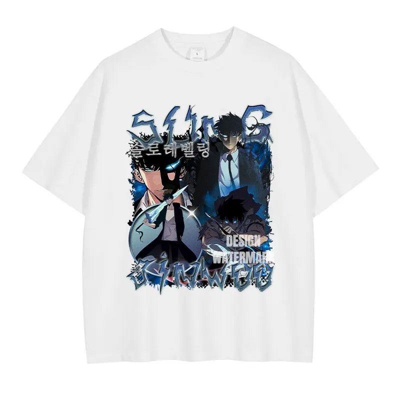 Anime Song Jinyu Shirt Retro High-end Printed T-shirt Street Wear Manga Igris Short Sleeved Top T-shirt Men's Style