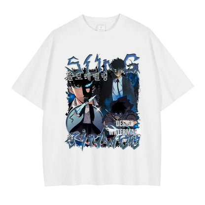 Anime Song Jinyu Shirt Retro High-end Printed T-shirt Street Wear Manga Igris Short Sleeved Top T-shirt Men's Style