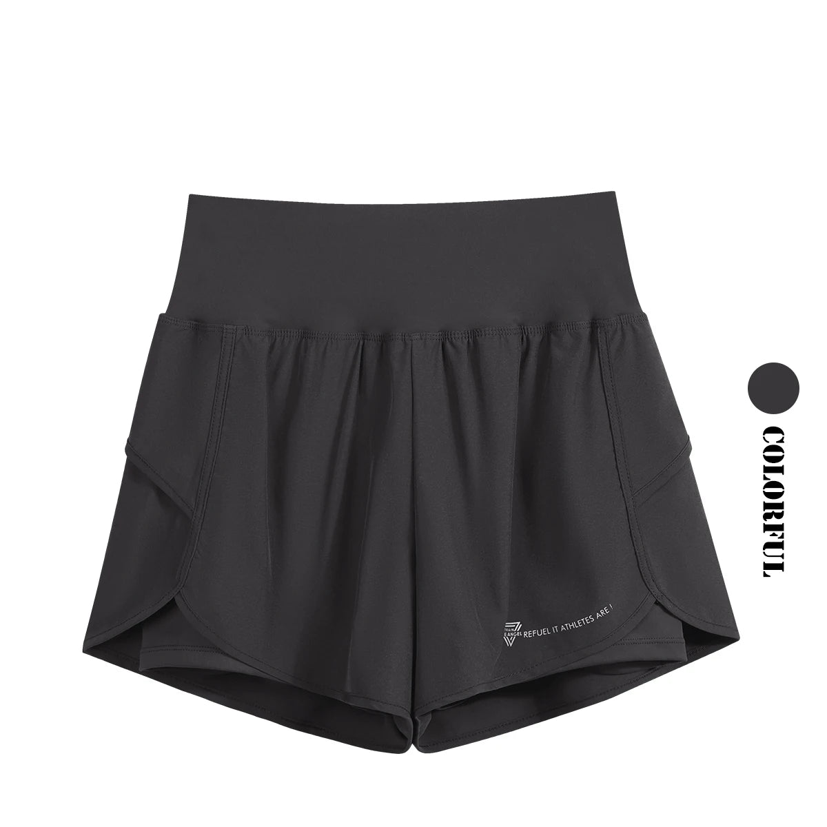 DRUR Yoga Short Woman Jogging Fitness Elastic Waist 2 In 1 Workout Shorts With Pockets