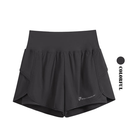 DRUR Yoga Short Woman Jogging Fitness Elastic Waist 2 In 1 Workout Shorts With Pockets