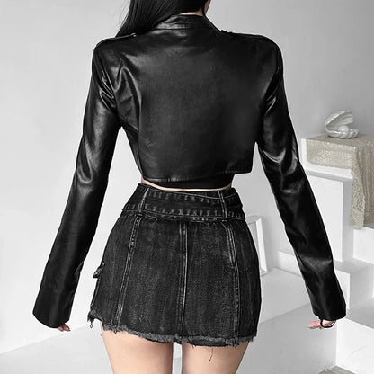 Rits Cyber Gothic Y 2K Crop Jacks Grunge Punk Stijl Faux