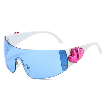 Women Heart Diamond Pink Sunglasses Wrap Around