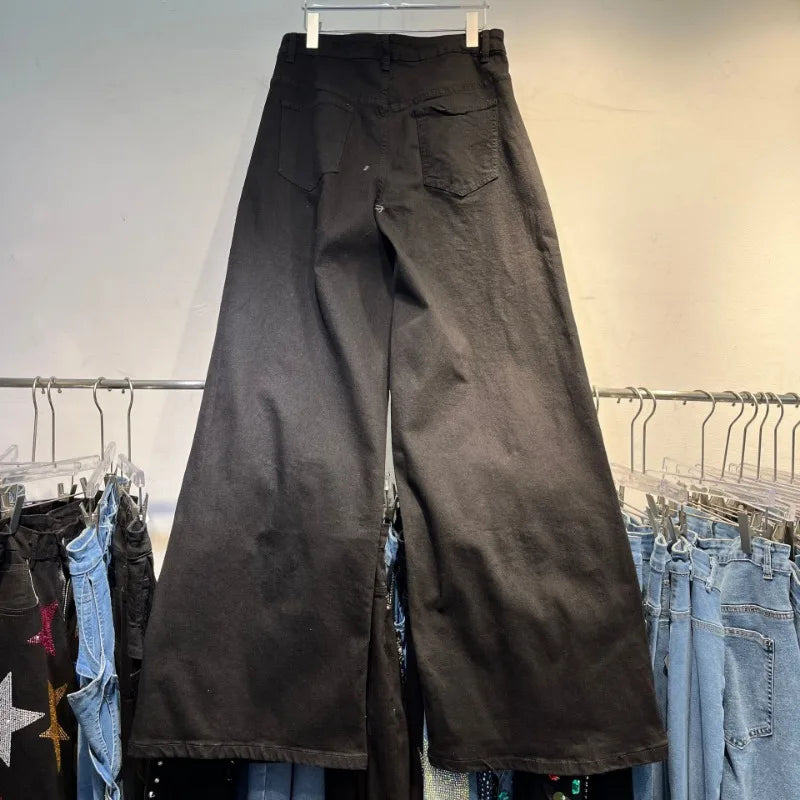 Painted Trousers Heavy Industry Love Beads Retro Nostalgic Fashion Skinny Denim Pants Blue / XXL Blue / XL Black / M Blue / XXL-Blue / XL-Black / M-Blue / XXXL-Black / XL-Black / L-Black / XXXL-Black / XXL-Blue / L-Blue / M-