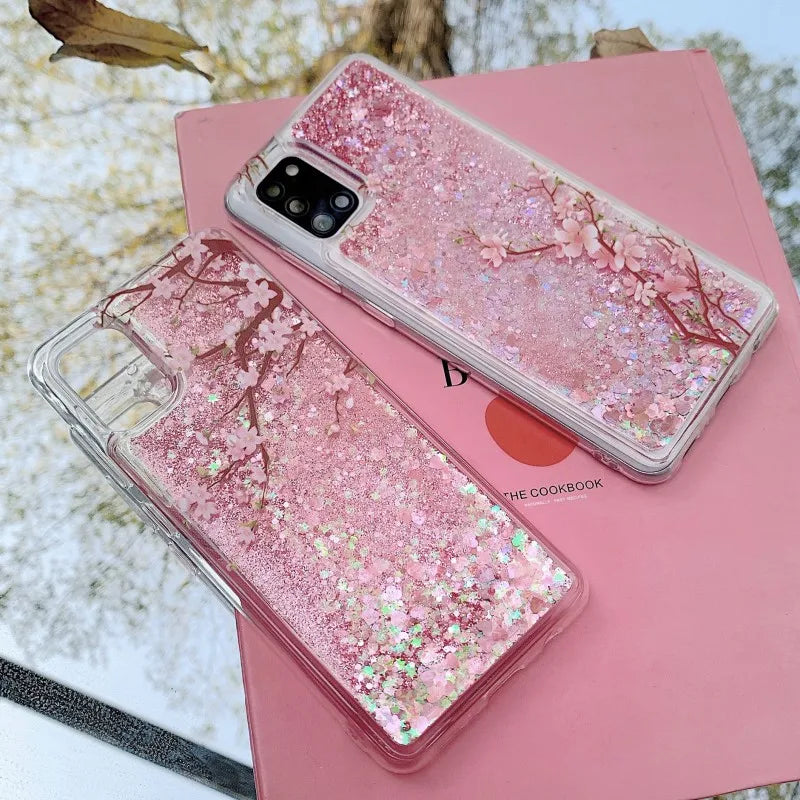 Pink Liquid Quicksand Case For Samsung Galaxy S24 S23 S22 S21 Plus S20