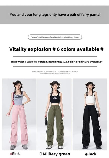 High-Waisted Cargo Pants Sweatpants Umbrella Design For Women