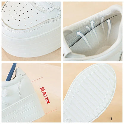 High quality 12cm Synthetic Genuine Leather Boot Ankle Platform Wedge High Brand Chunky Sneaker Shoes