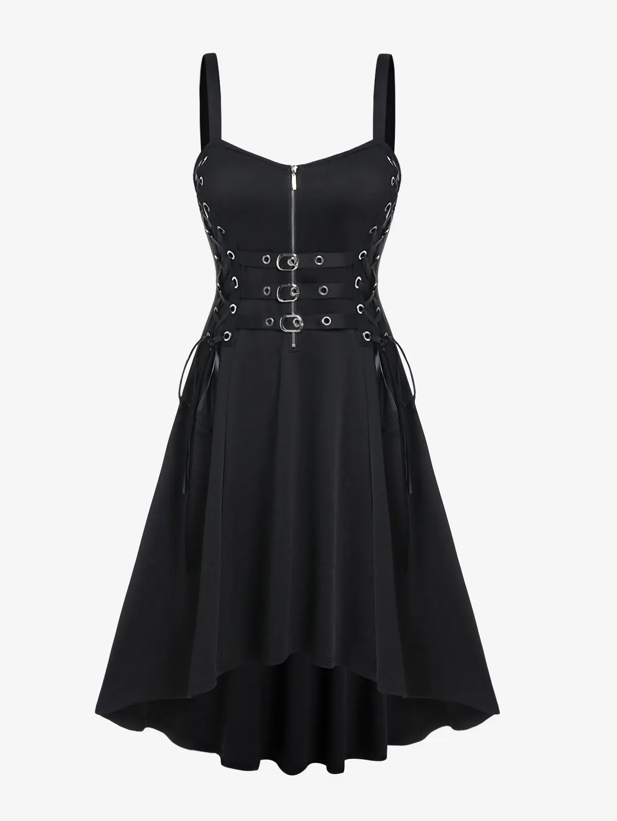 Plus Size Gothic Buckled Lace Up Midi Dress High Waist Sweetheart Neck Asymmetrical Black 01 / XL Black 01 / XXL Black 01 / M Black 01 / XL-Black 01 / XXL-Black 01 / M-Black 01 / L-Black / XXXL-Black 01 / S-Black 01 / XXXL-Black / XXL-Black / S-Black / M-Black / L-Black / XL-