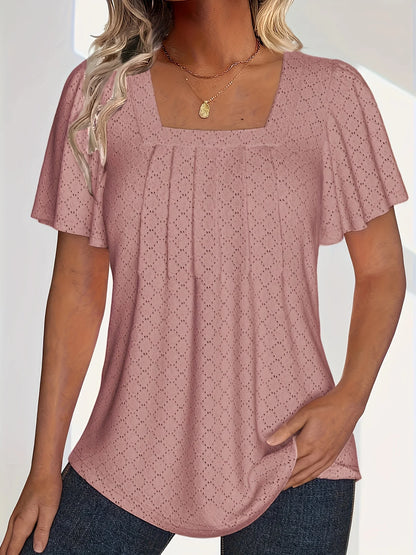 Plus size spring and summer fashionable and elegant hollow tops for women