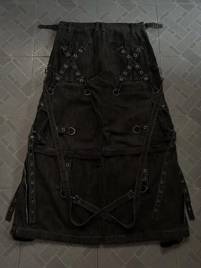 Streetwear Vintage Washed Heavy Jeans Y2K Cargo Pants Mens Womens Hip Hop Multi Pocket Baggy Jeans Low Waist Wide Leg Trousers