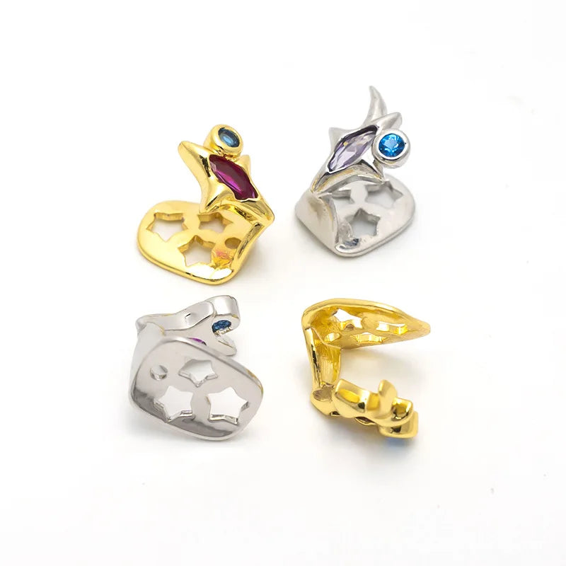 Purple Zircon Star Teeth Grillz Single Blue CZ Stone Tooth Caps For Women Men