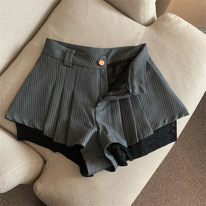 Women Black Gothic Y2k Pleated Shorts Skirt Vintage Mini Skirt Harajuku Korean Elegant Skirts Aesthetic Emo 2000s Clothes Summer