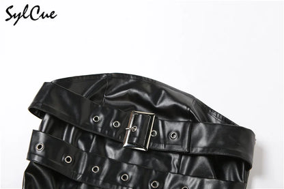 Retro Matte Black Mysterious All-Match Personality Fashionable Belt Chest Wrap Vest