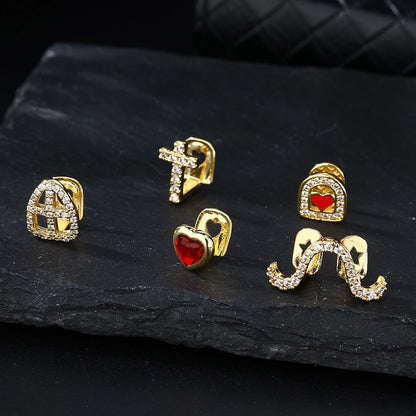 1PC Single Hip Hop Star Heart Pattern Teeth Grillz Removable Dental Grills Teeth Punk Teeth Caps