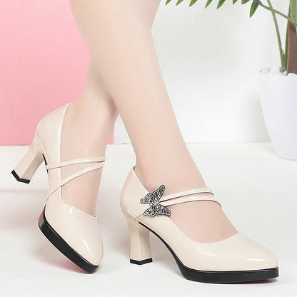 High-heeled Leather Small Leather Shoes Catwalk Shoes Ladies Dancing Bride Wedding Shoes