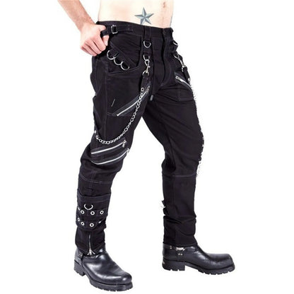 Men'S Gothic Pants Punk Rock Perforated Bondage Pants Outdoor Men Camping Hiking Fishing Casual Pants