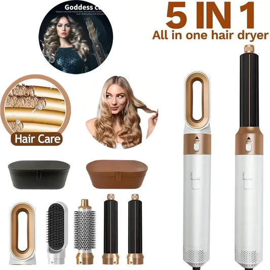 5 in 1 Hair Dryer Hot Comb Set Professional Curling Iron Hair Straightener Styling Tool