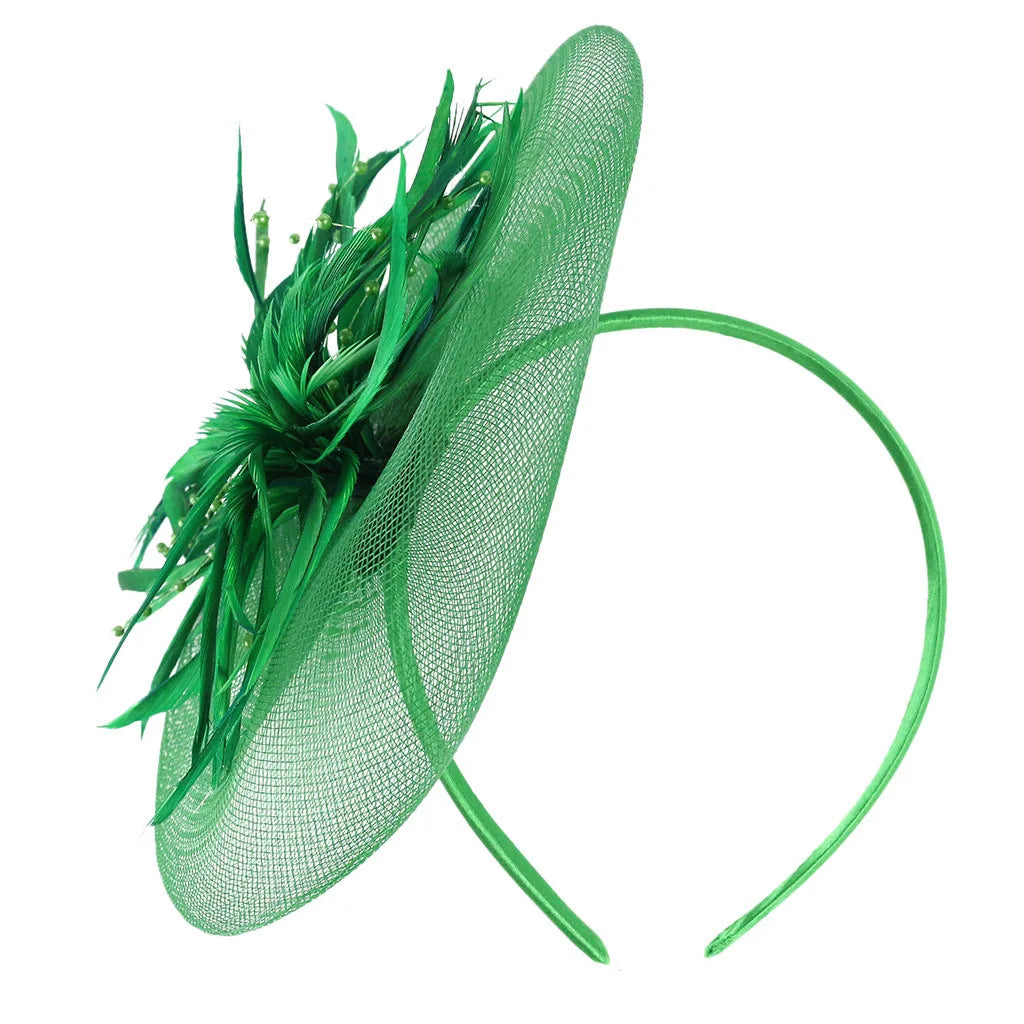 Retro Fascinators Women Feather Floral Mesh Headband Fascinator Hat Headwear Party Wedding Church