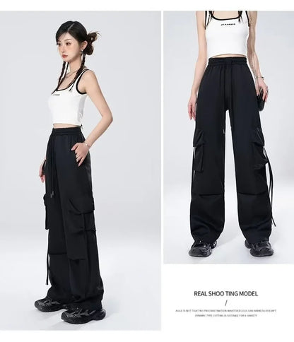 High-Waisted Cargo Pants Sweatpants Umbrella Design For Women