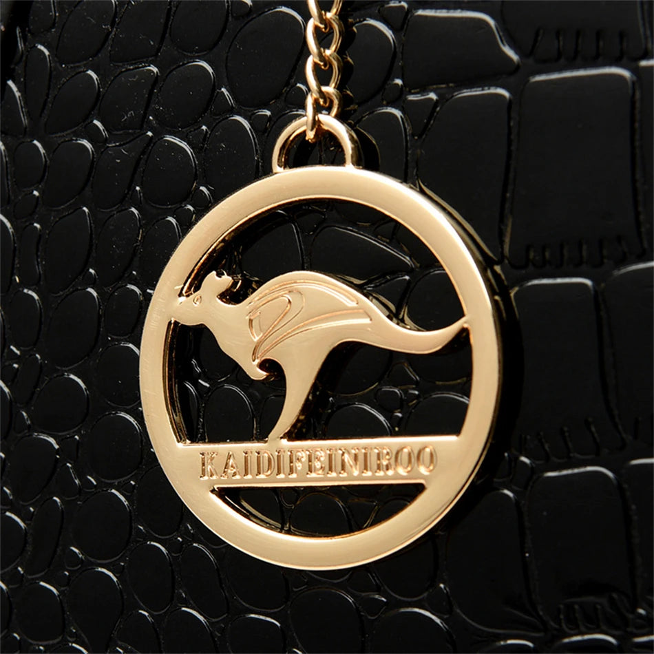 Luxury Patent Leather Handbags for Women Designer Crocodile Pattern Women's Shoulder Crossbody